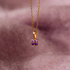 Ombre Amethyst Flower Necklace Silver 18K Gold Plated