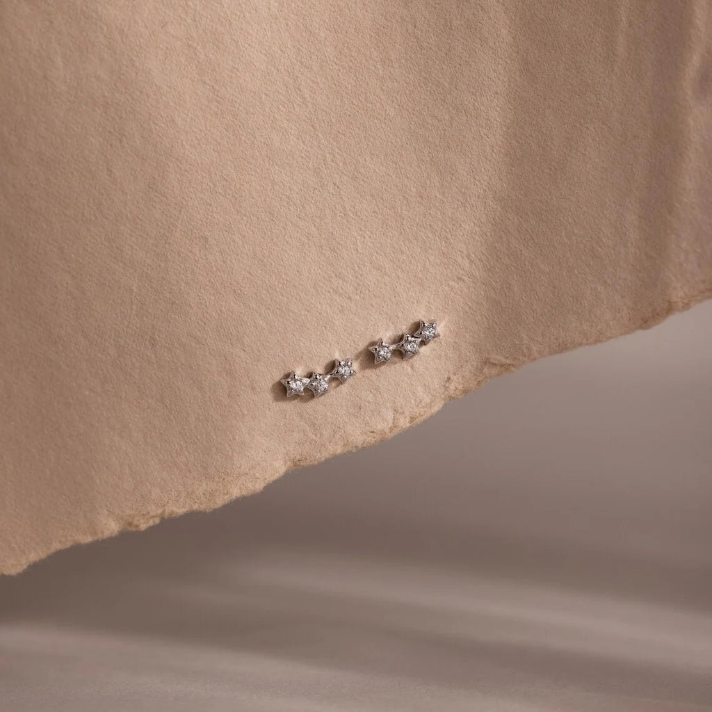 Stella Triple Star Studs Silver 18K Gold Plated