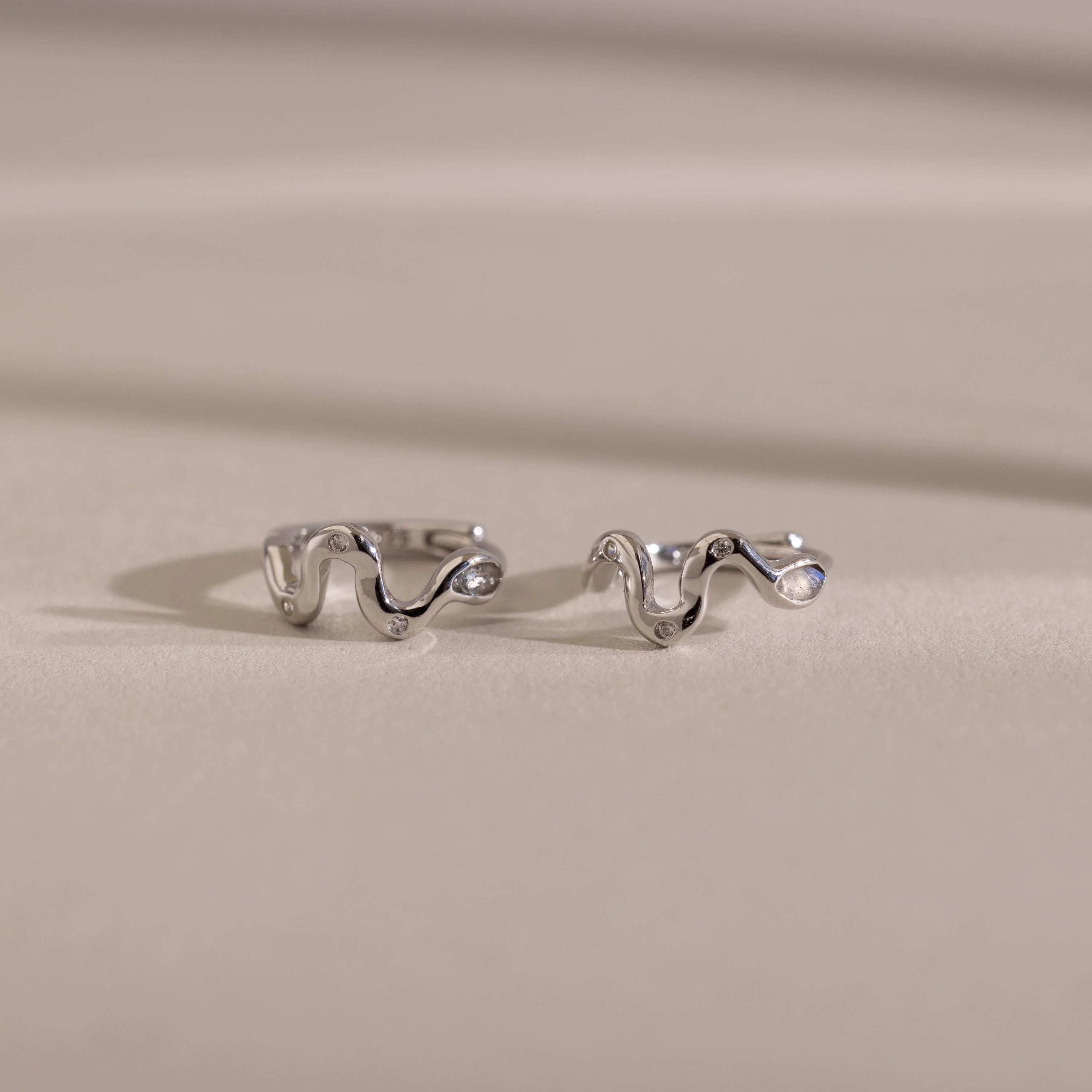 Pave Viper Huggies Silver 18K Gold Plated
