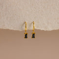 Onyx Baguette Drop Huggies Silver 18K Gold Plated