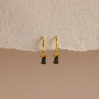 Onyx Baguette Drop Huggies Silver 18K Gold Plated