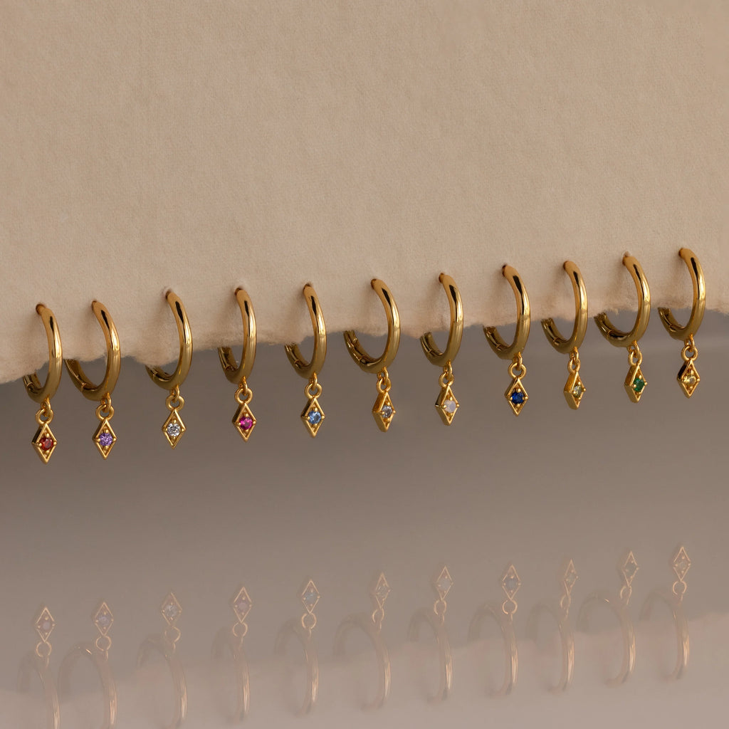 Ericka Ruby Huggies Silver 18K Gold Plated
