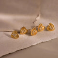 Ribbed Heart Initial Studs  Silver 18K Gold Plated