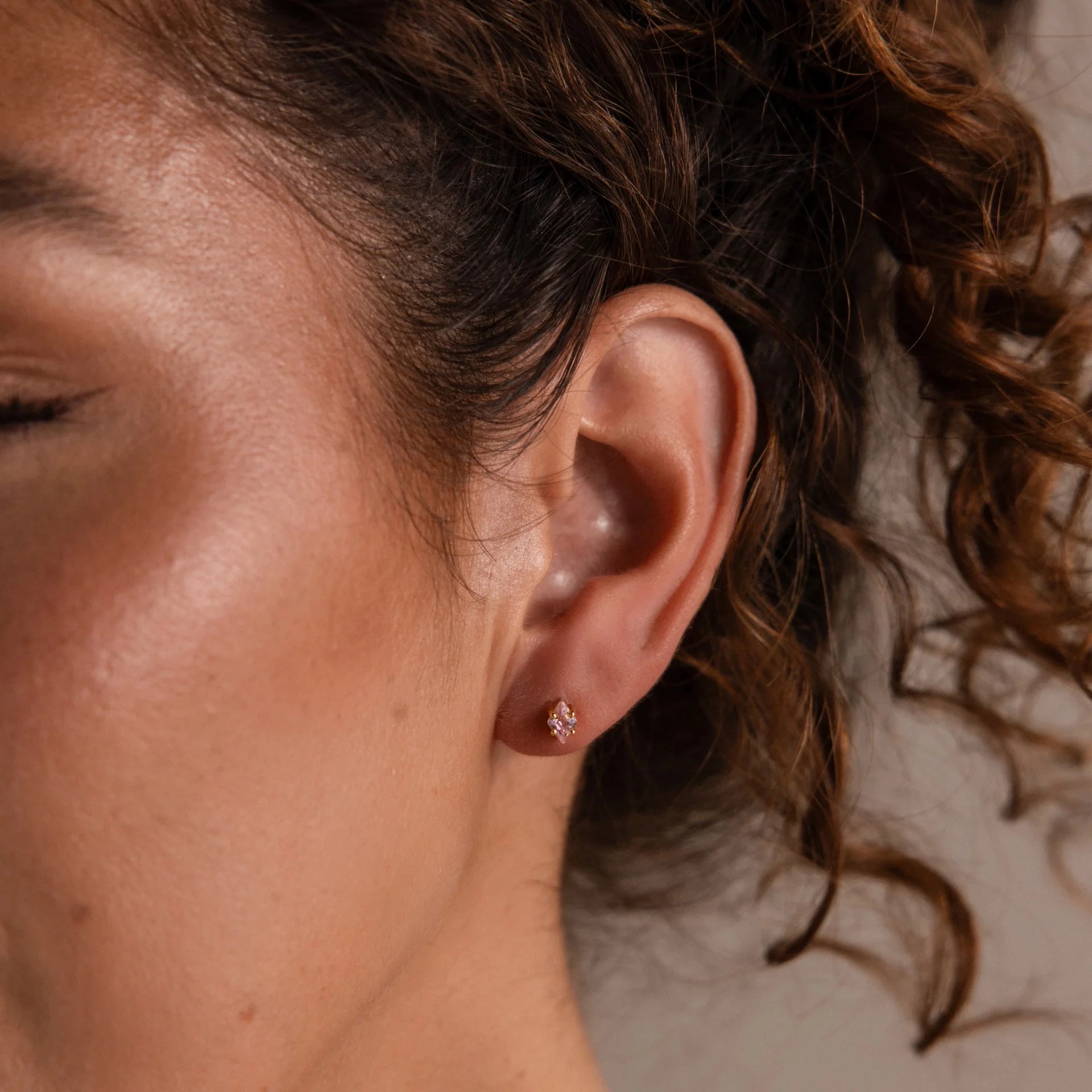 Topaz Flatback Studs Silver 18K Gold Plated