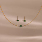 Jade Bar Jewelry Set Silver 18K Gold Plated