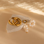 Mismatched Pearl Drop Hoops Silver 18K Gold Plated
