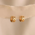 Pave Checkered Huggies Silver 18K Gold Plated