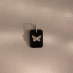 Onyx Butterfly Charm  Silver 18K Gold Plated