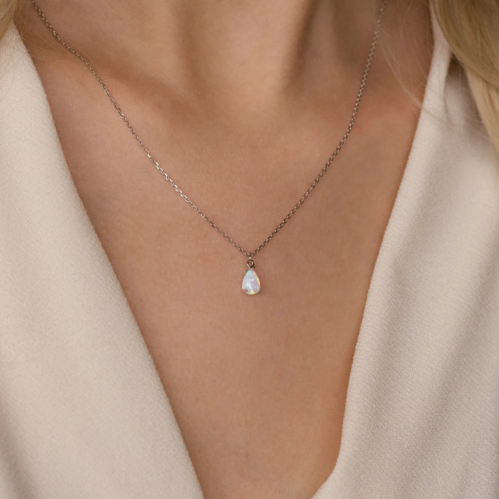Tabitha Opal Drop Necklace Silver 18K Gold Plated