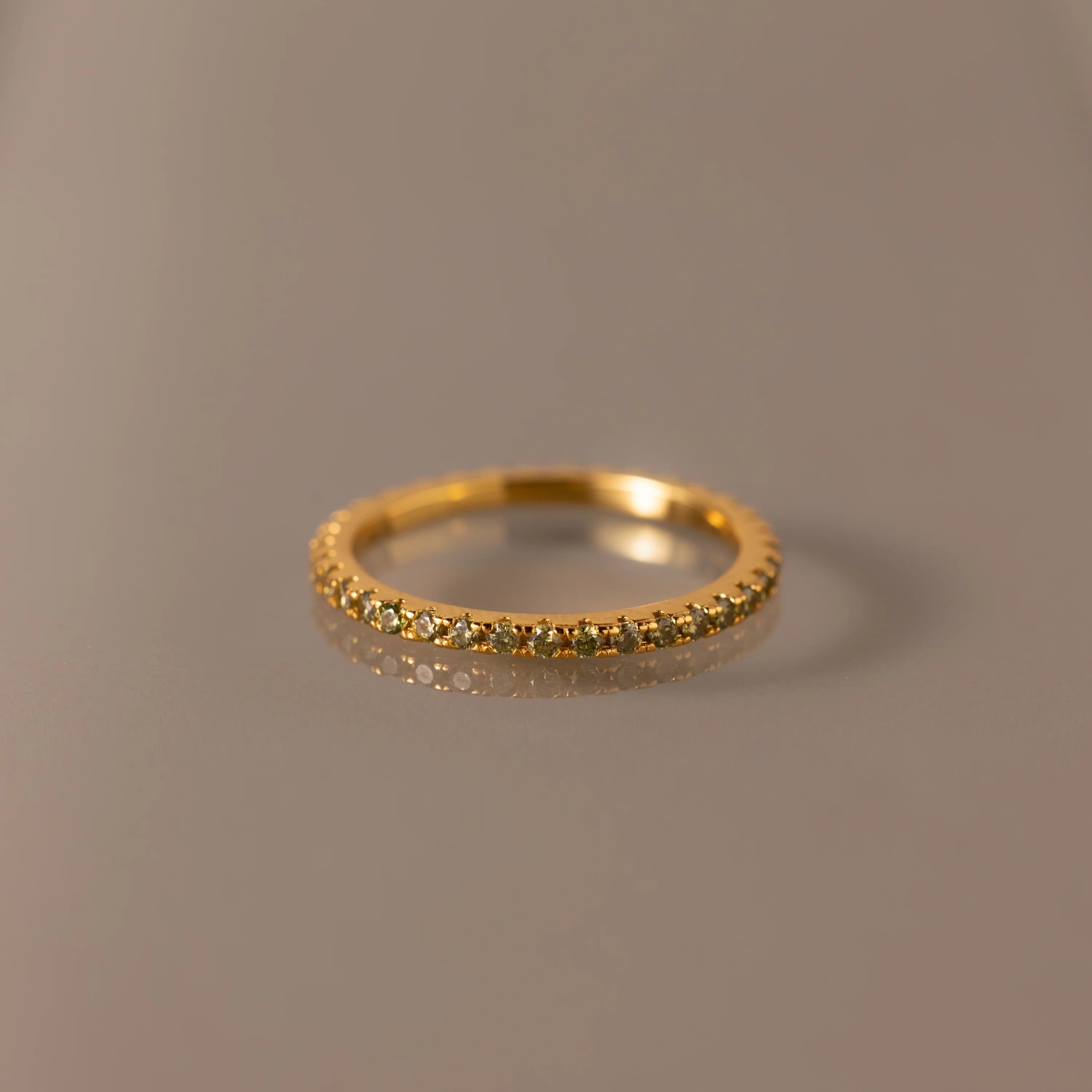 Peridot Endless Eternity Ring Silver 18K Gold Plated
