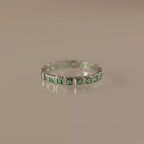 Eternity Bezel Emerald Ring Silver 18K Gold Plated
