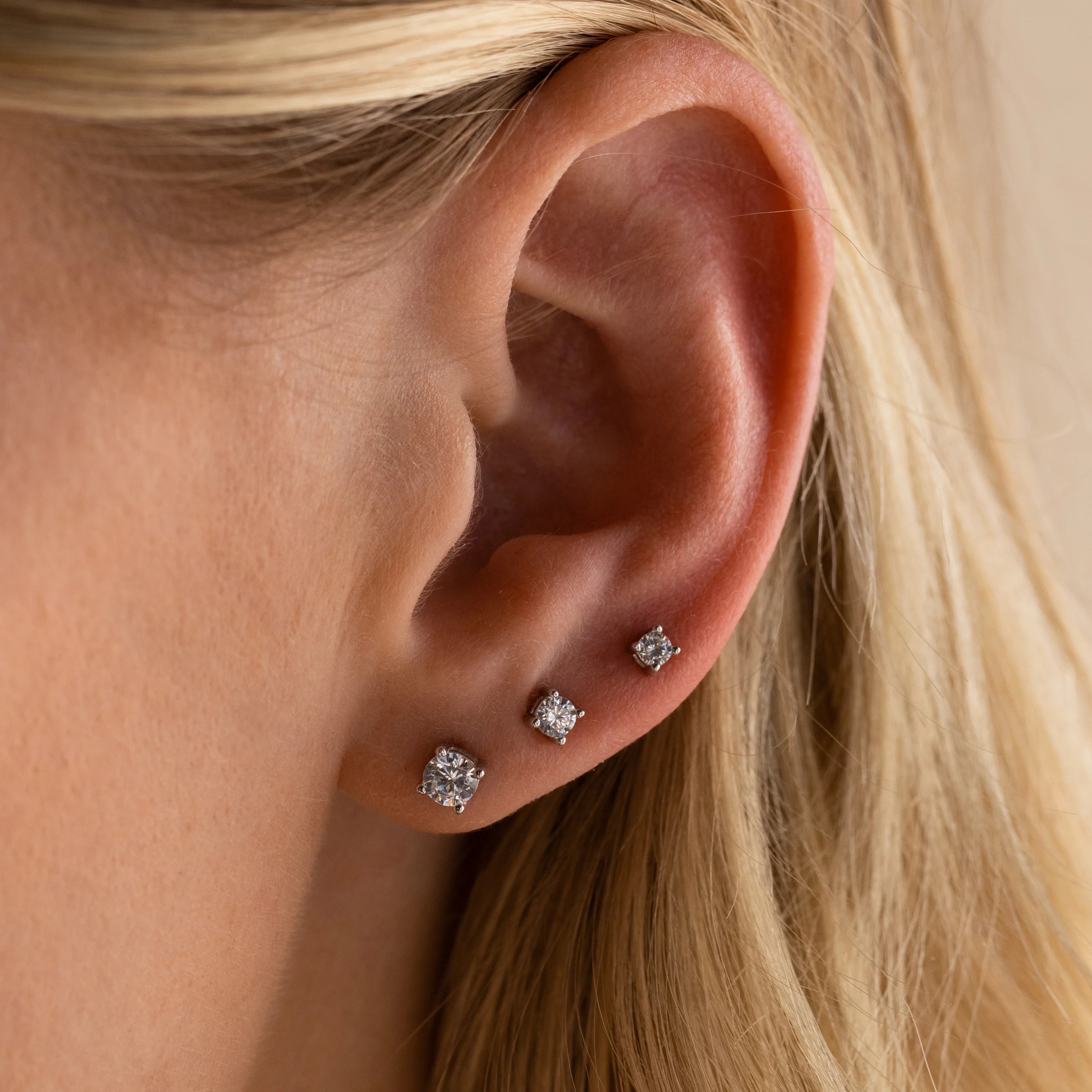 Booker Diamond Studs Set Silver 18K Gold Plated