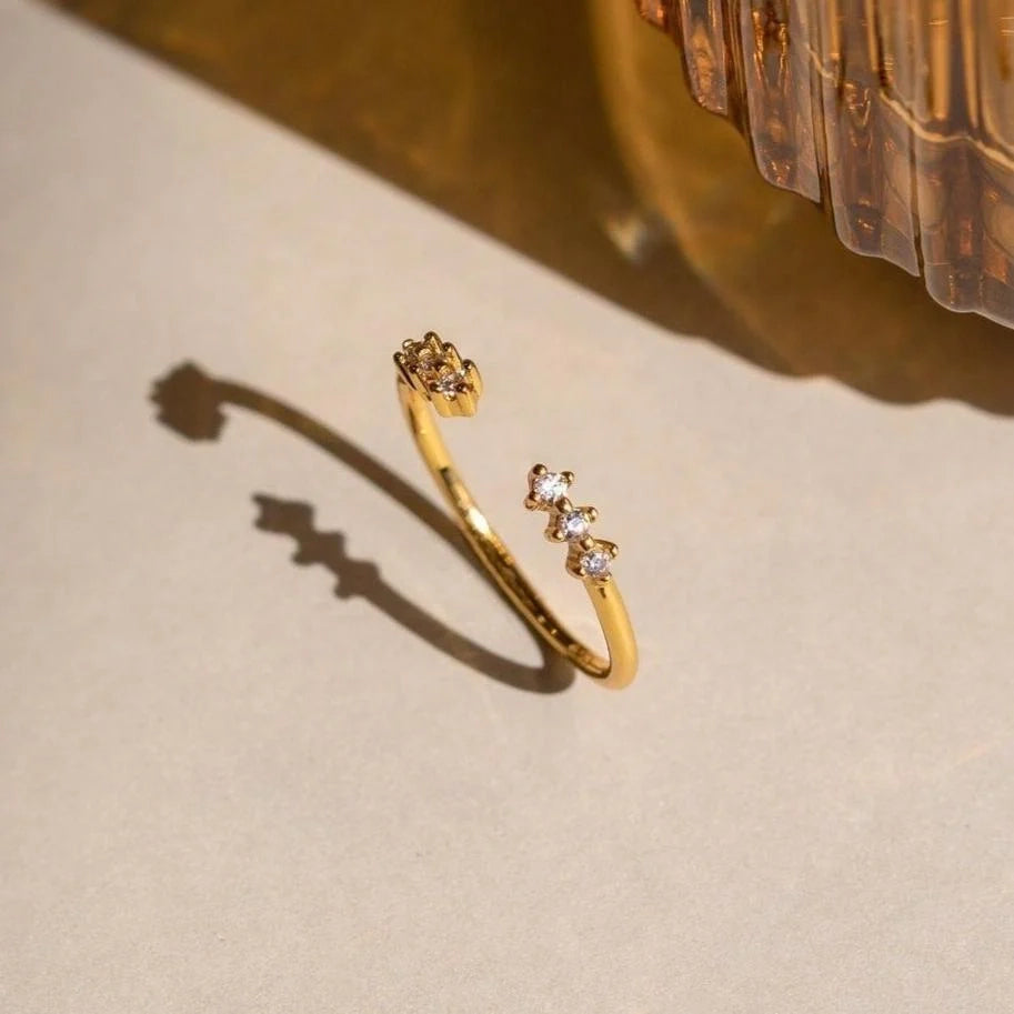 Serafina Diamond Ring Silver 18K Gold Plated