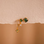 Agate Earrings Set Silver 18K Gold Plated