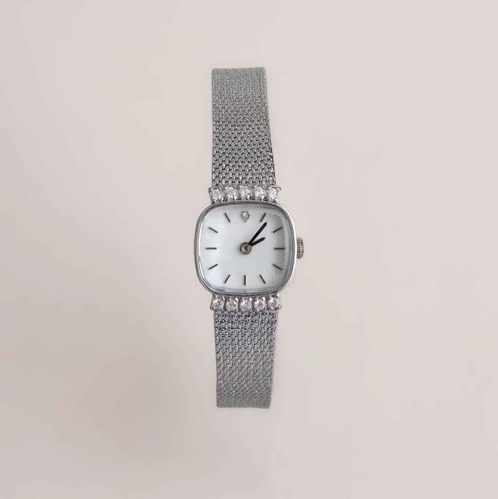 Luxe Square Timepiece Silver 18K Gold Plated