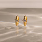 Ribbed Diamond Huggies Silver 18K Gold Plated