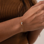 Marquise Cut Peridot  Pearl Bracelet Silver 18K Gold Plated