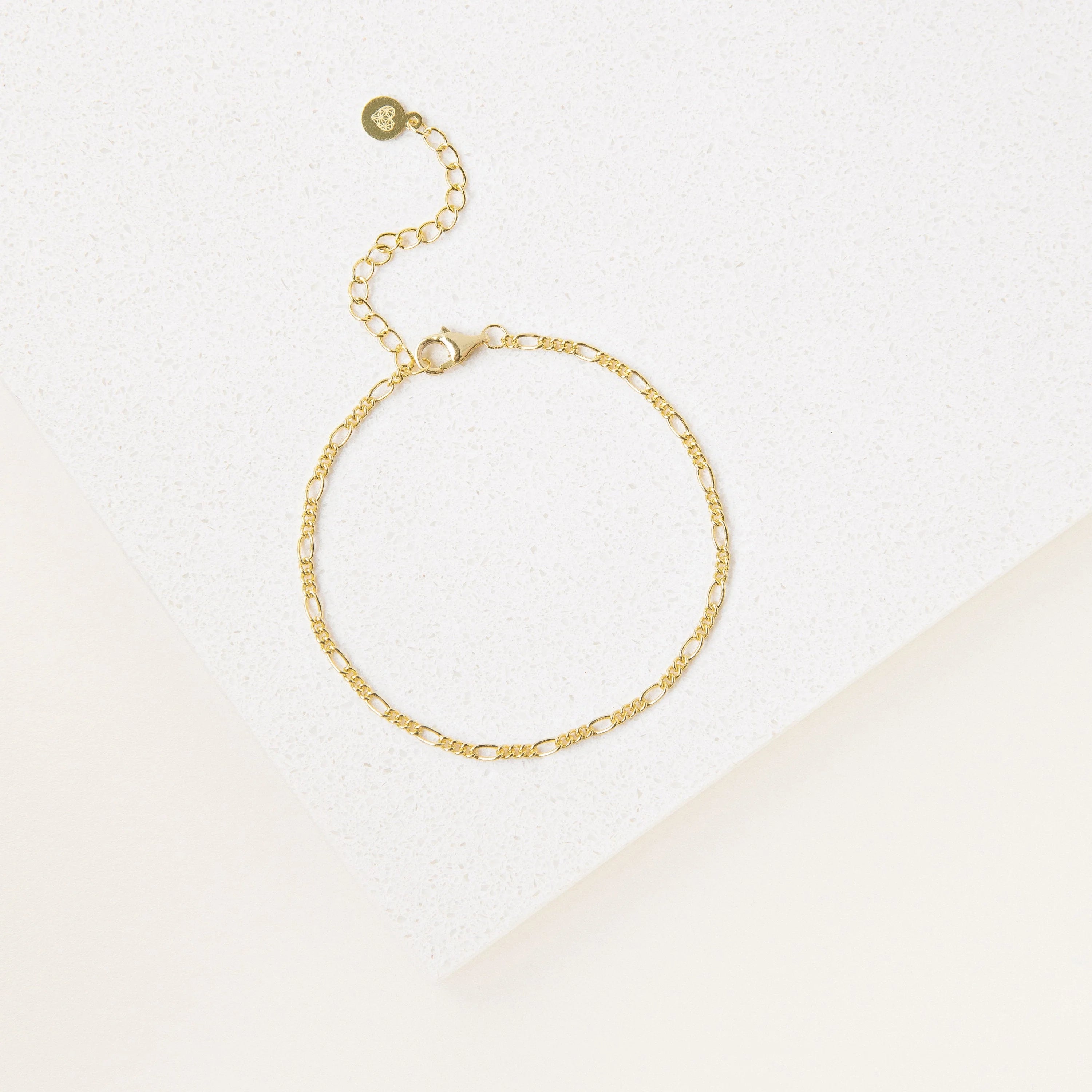 Figaro Bracelet Silver 18K Gold Plated