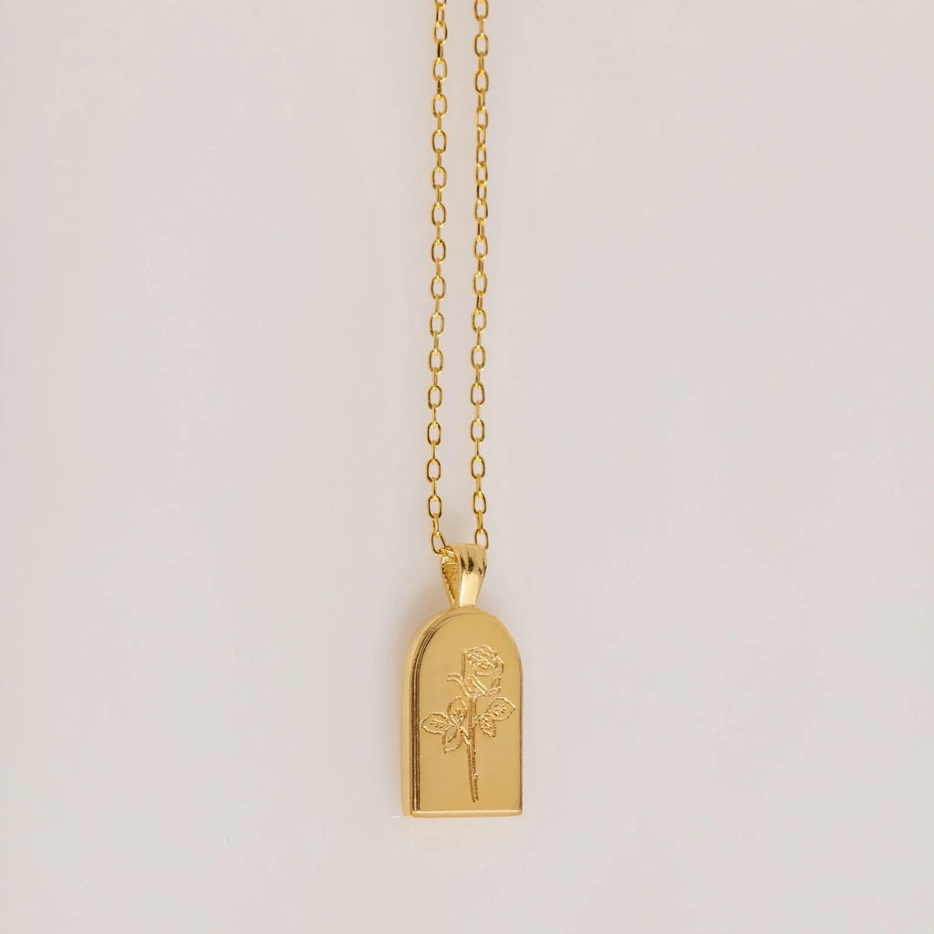 Birth Flower Arch Necklace Silver 18K Gold Plated