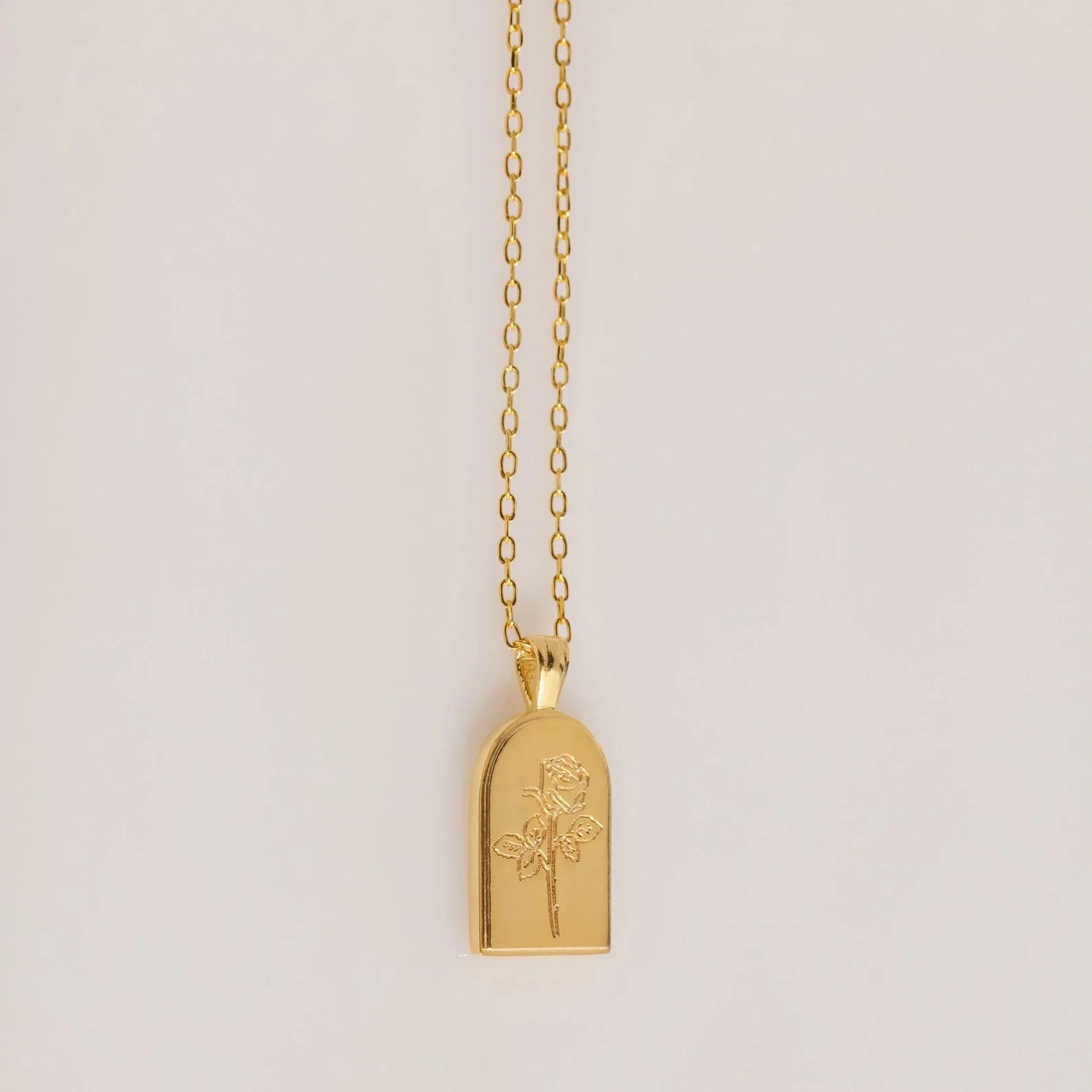 Birth Flower Arch Necklace Silver 18K Gold Plated