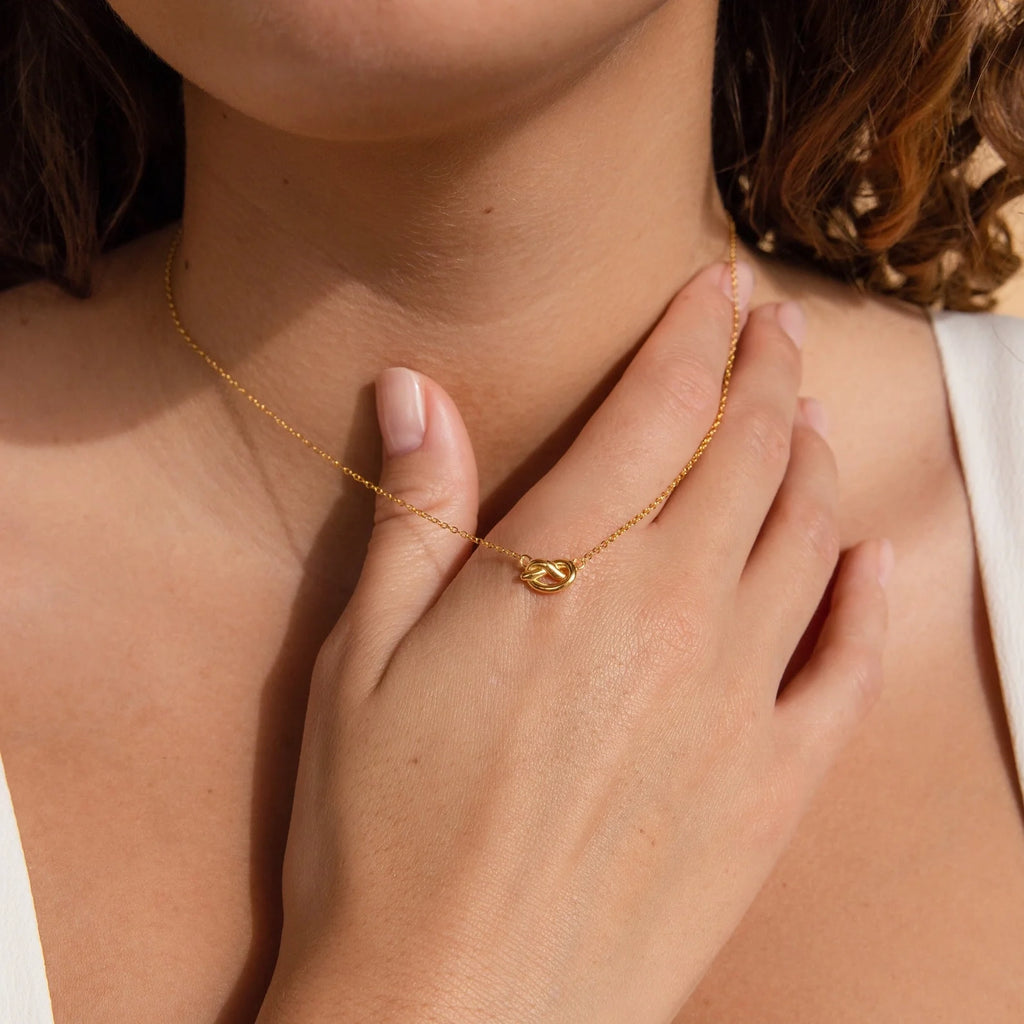Love Knot Necklace Silver 18K Gold Plated