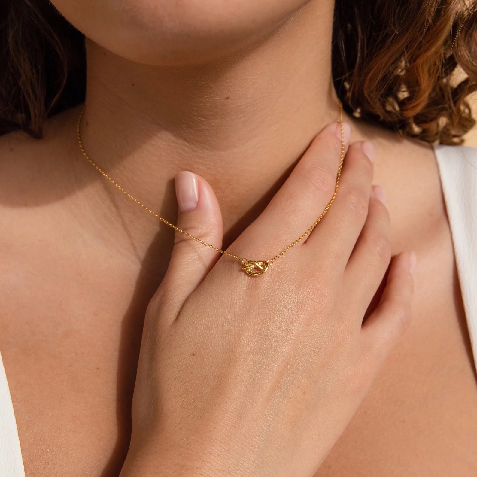 Love Knot Necklace Silver 18K Gold Plated