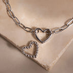 Heart Carabiner Paperclip Bracelet Silver 18K Gold Plated