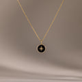 Diamonds Onyx Star Pendant Necklace Silver 18K Gold Plated