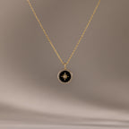 Diamonds Onyx Star Pendant Necklace Silver 18K Gold Plated