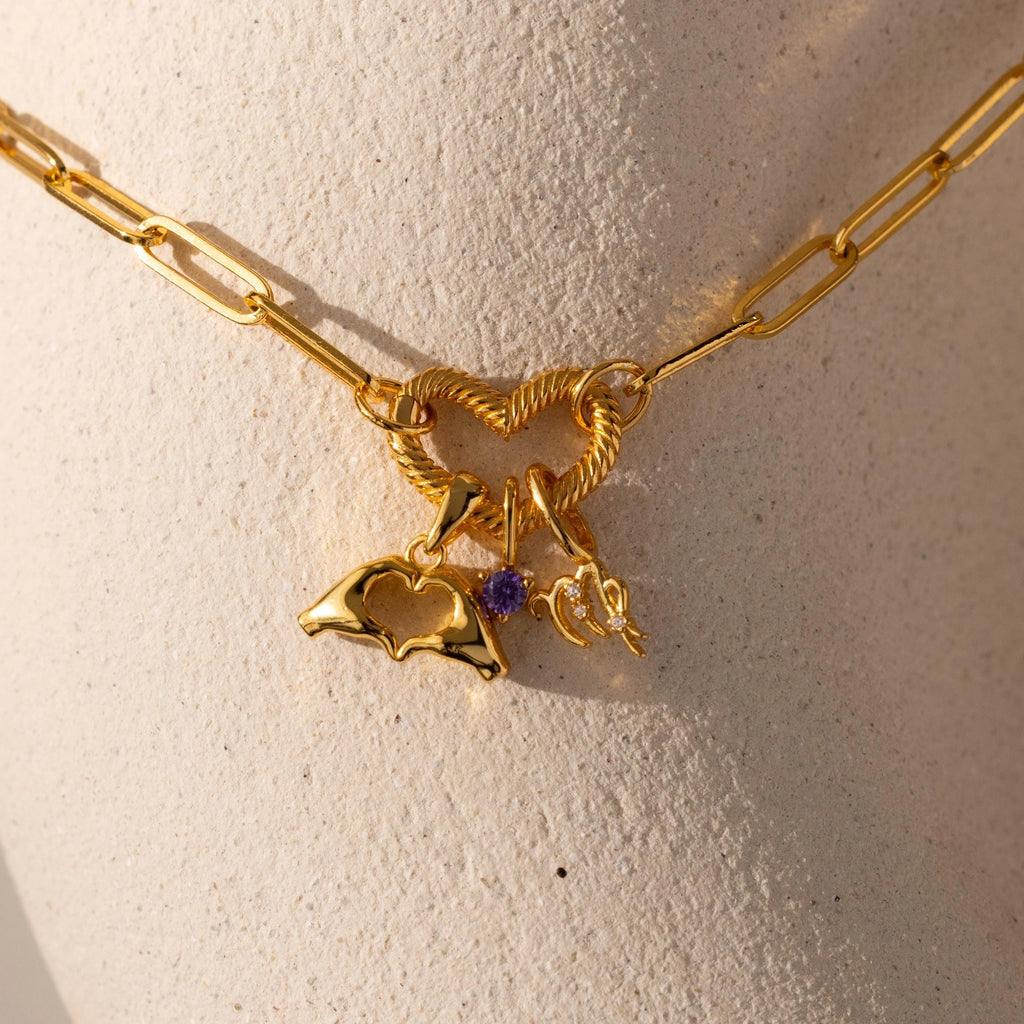 Heart Hand Charm Silver 18K Gold Plated