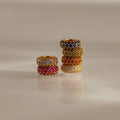 Pave Sapphire Charm Spacer Silver 18K Gold Plated