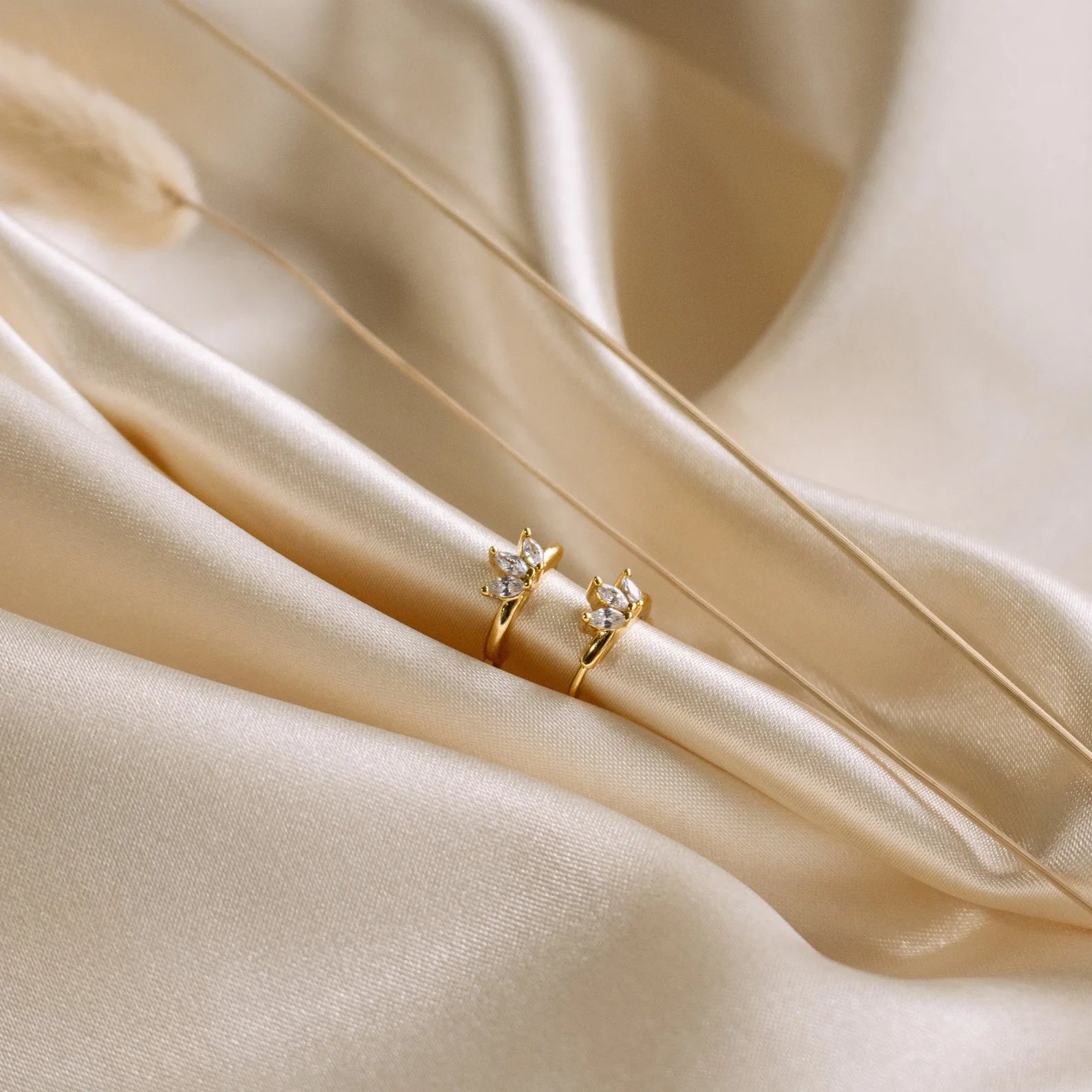 Marquise Diamond Huggies Silver 18K Gold Plated
