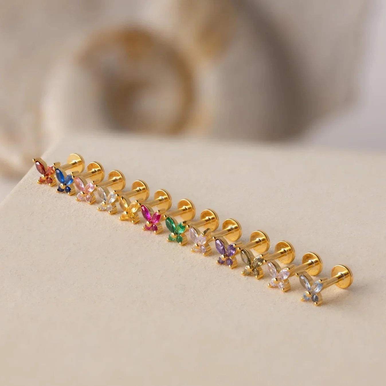 Mini Butterfly Birthstone Studs