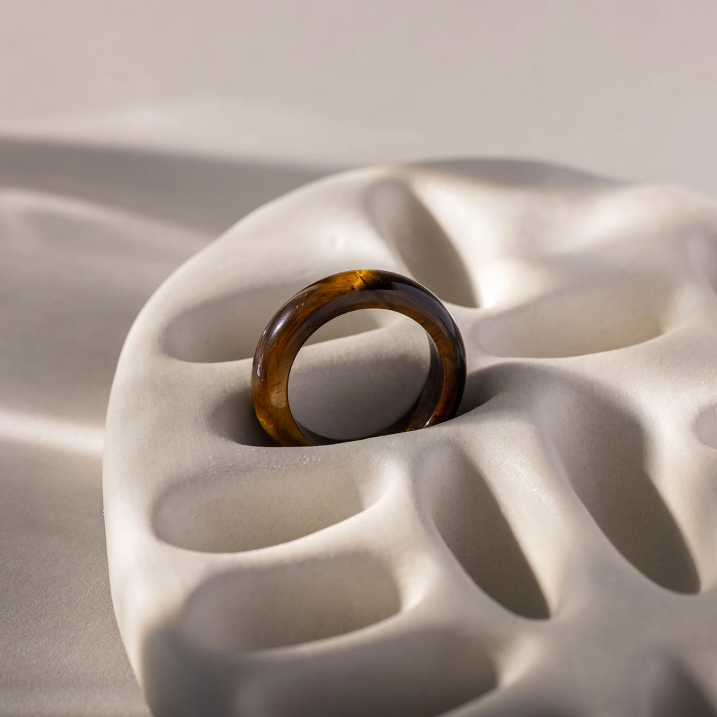Skinny Tiger's Eye Ring Silver 18K Gold Plated