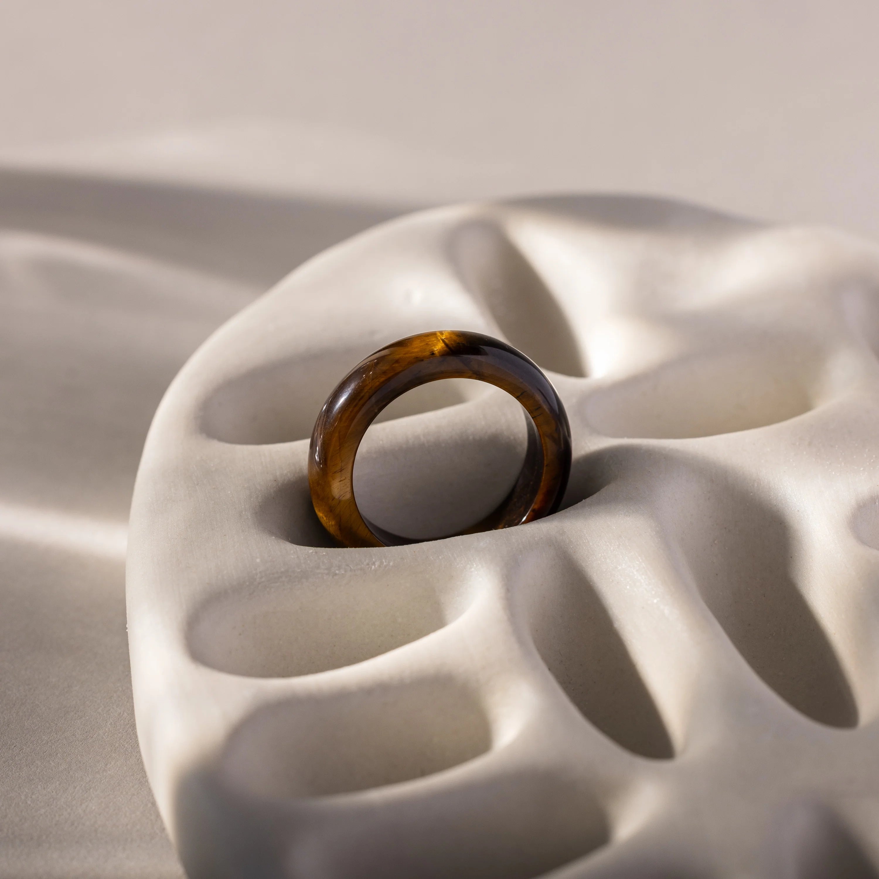 Skinny Tiger's Eye Ring Silver 18K Gold Plated