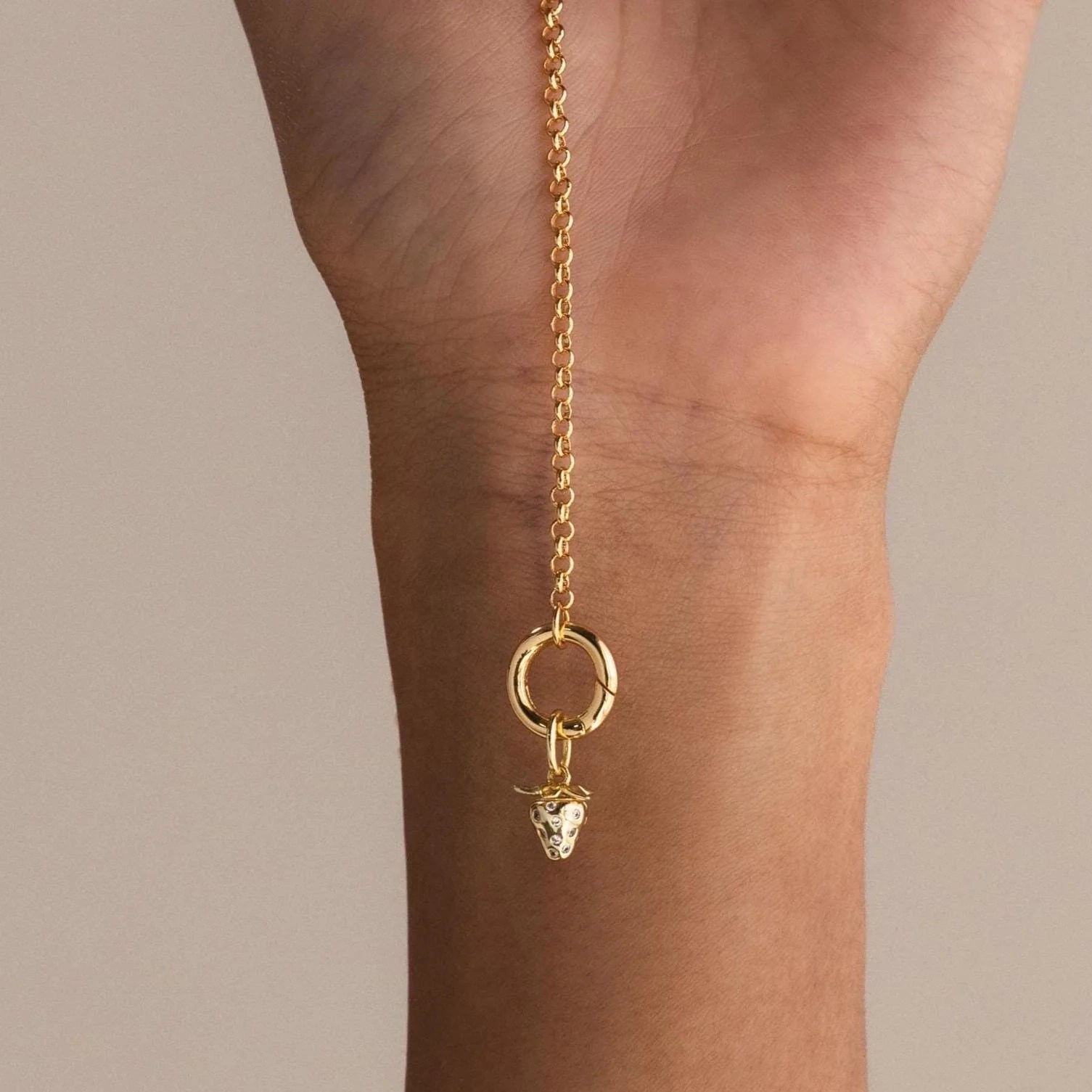 Strawberry Diamond Charm Silver 18K Gold Plated