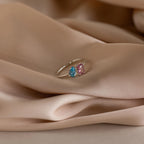 Open Toi et Moi Birthstone Ring Silver 18K Gold Plated