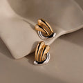 Mixed Metal Raindrop Studs Silver 18K Gold Plated
