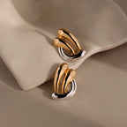 Mixed Metal Raindrop Studs Silver 18K Gold Plated