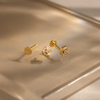 Diamond Art Deco Flatback Studs Silver 18K Gold Plated