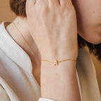 Pave Initial Bracelet Silver 18K Gold Plated
