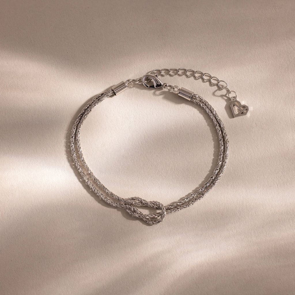 Rope Knot Chain Bracelet Silver 18K Gold Plated