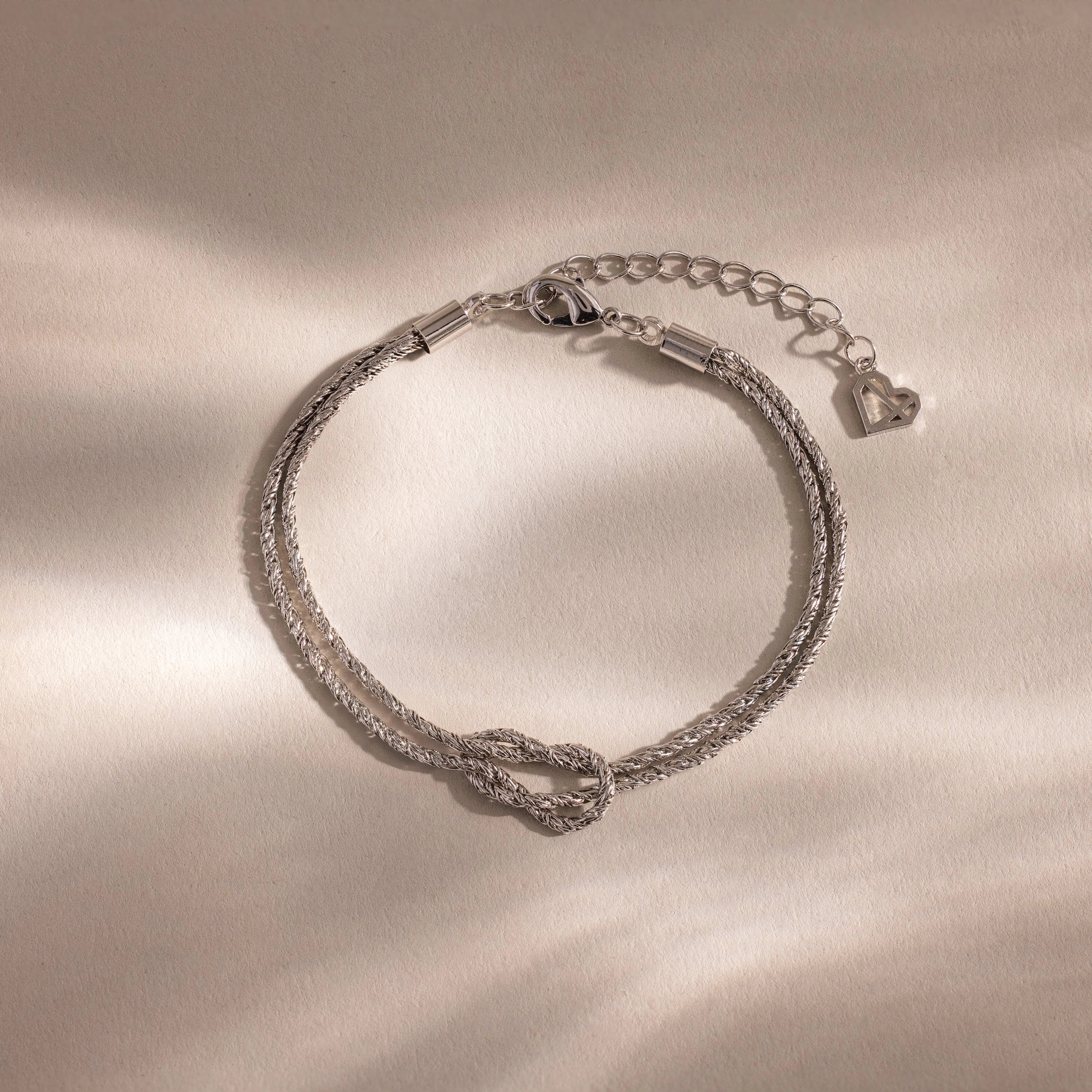 Rope Knot Chain Bracelet Silver 18K Gold Plated