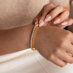3-Prong Diamond Tennis Necklace & Bracelet Set Silver 18K Gold Plated