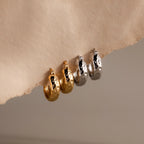 Bold Hammered Huggies Silver 18K Gold Plated