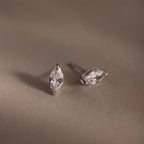 Marquise Cut Diamond Studs Silver 18K Gold Plated
