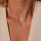 Opal Cross Necklace Silver 18K Gold Plated