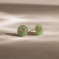 Jade Diamond Studs Silver 18K Gold Plated