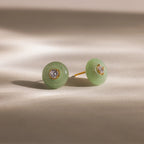 Jade Diamond Studs Silver 18K Gold Plated