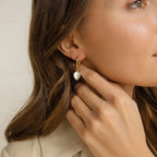 Pearl Drop Earrings Set Silver 18K Gold Plated